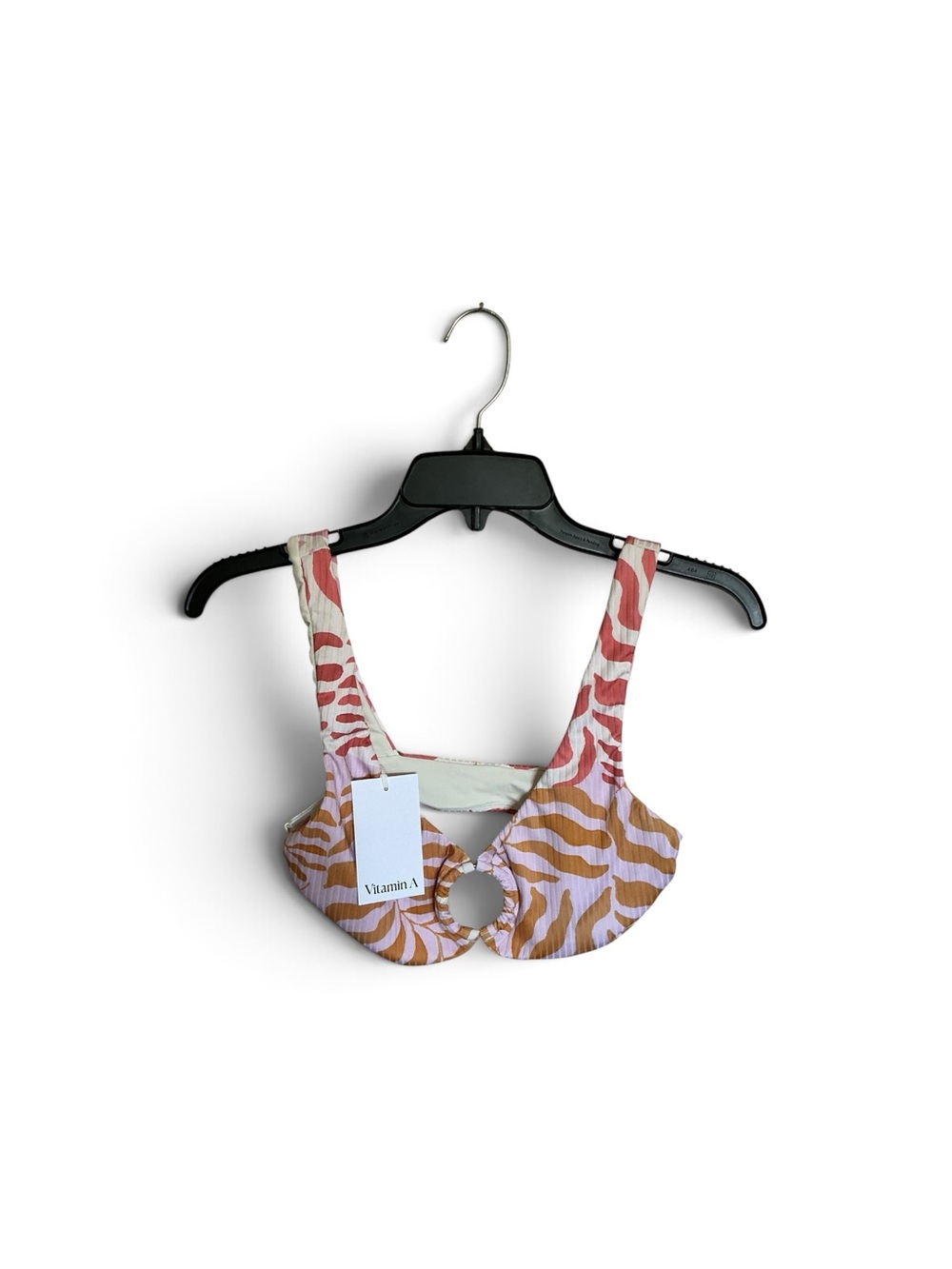Vitamin A Kids Pink & Brown Zebra-Stripe Swim Top with Ring Detail